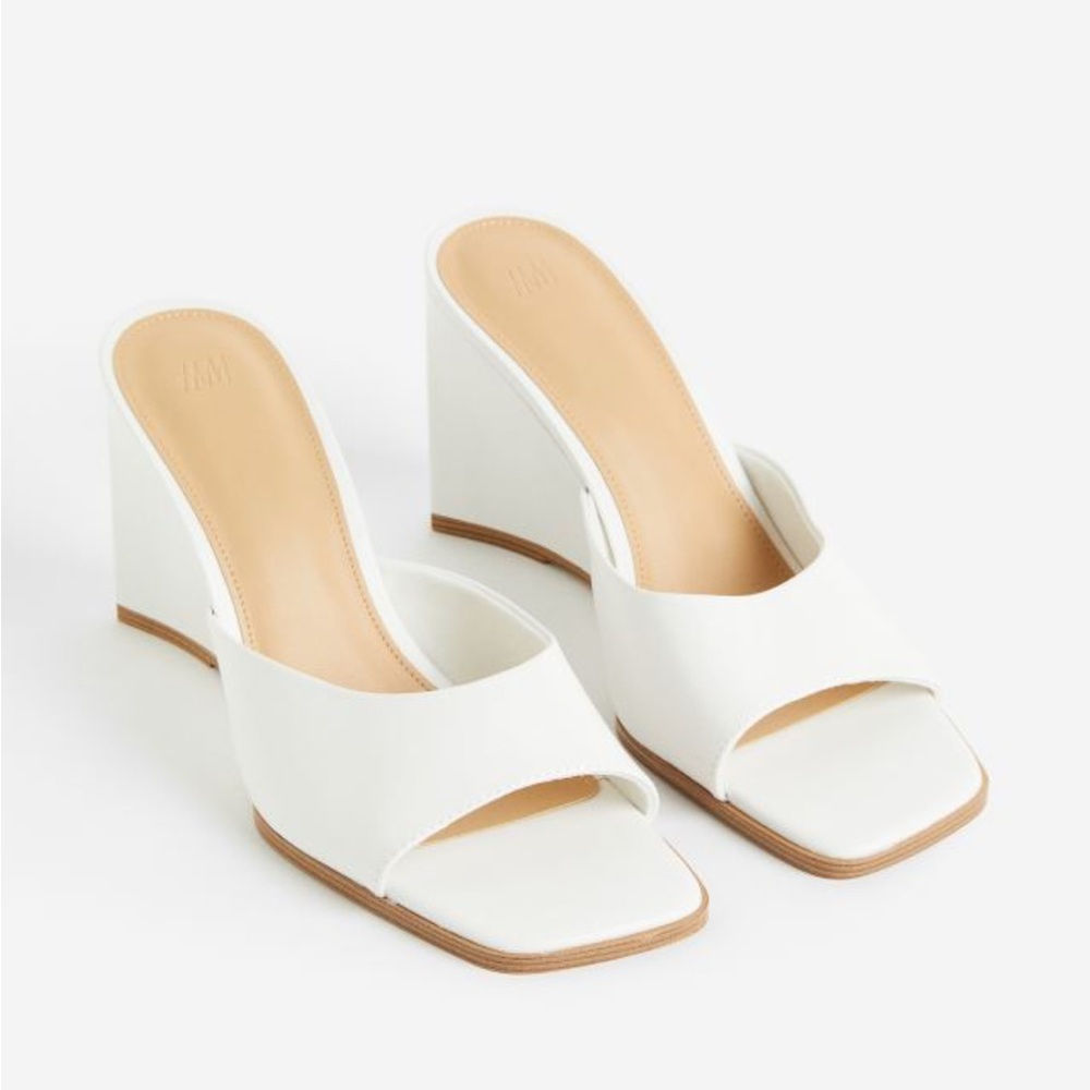H&M Wedge Heel Mules White Size 38